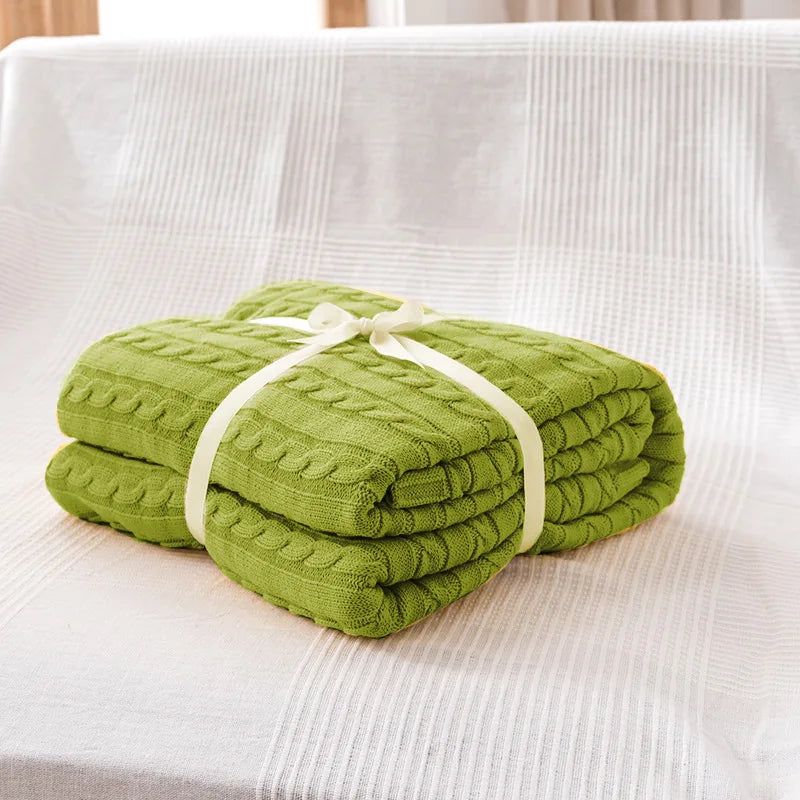 couverture tricotée coton pur lit canapé décoration maison douce grande taille rectangle