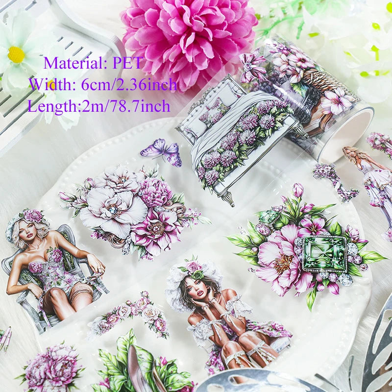 ruban adhésif décoratif motifs fleurs papillons animaux scrapbooking journal intime papeterie