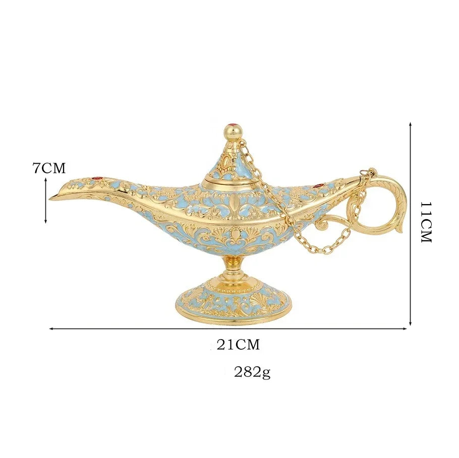 lampe huile artisanale ornement florale motifs géométriques couleurs vives décoration intérieure chaîne poignée
