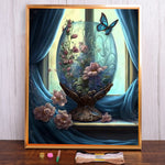 kit broderie point croix motifs floraux peinture artisanale toile coton multicolore moderne éléments cadre