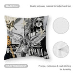 taies d'oreiller décoratives motif nirvana graphique noir blanc gris 45x45cm zip détachable