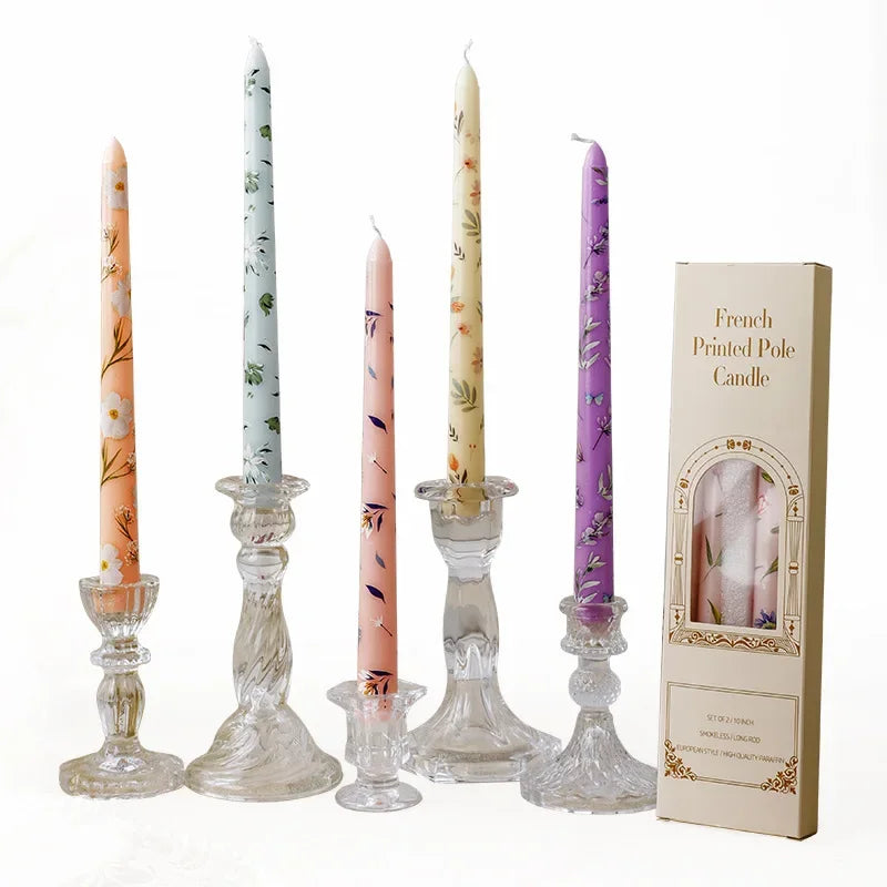 bougies parfumées aromathérapie cire soja fleurs classiques romantiques variées couleurs blanc rose bleu violet