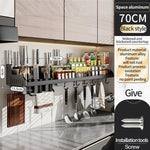 étagère cuisine multifonctionnelle argentée adhésive moderne couteaux cuillères bouteilles serviettes