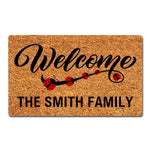 tapis d'entrée moderne coccinelles bienvenue antidérapant extérieur intérieur famille marron rouge noir