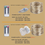 guirlande lumineuse fil cuivre led blanc doré modes batterie usb moderne décorationextérieurintérieur 100led