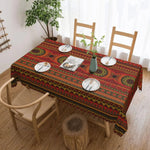 nappe table ethnique géométrique rouge verte noir beige 100% polyester imperméable réutilisable moderne