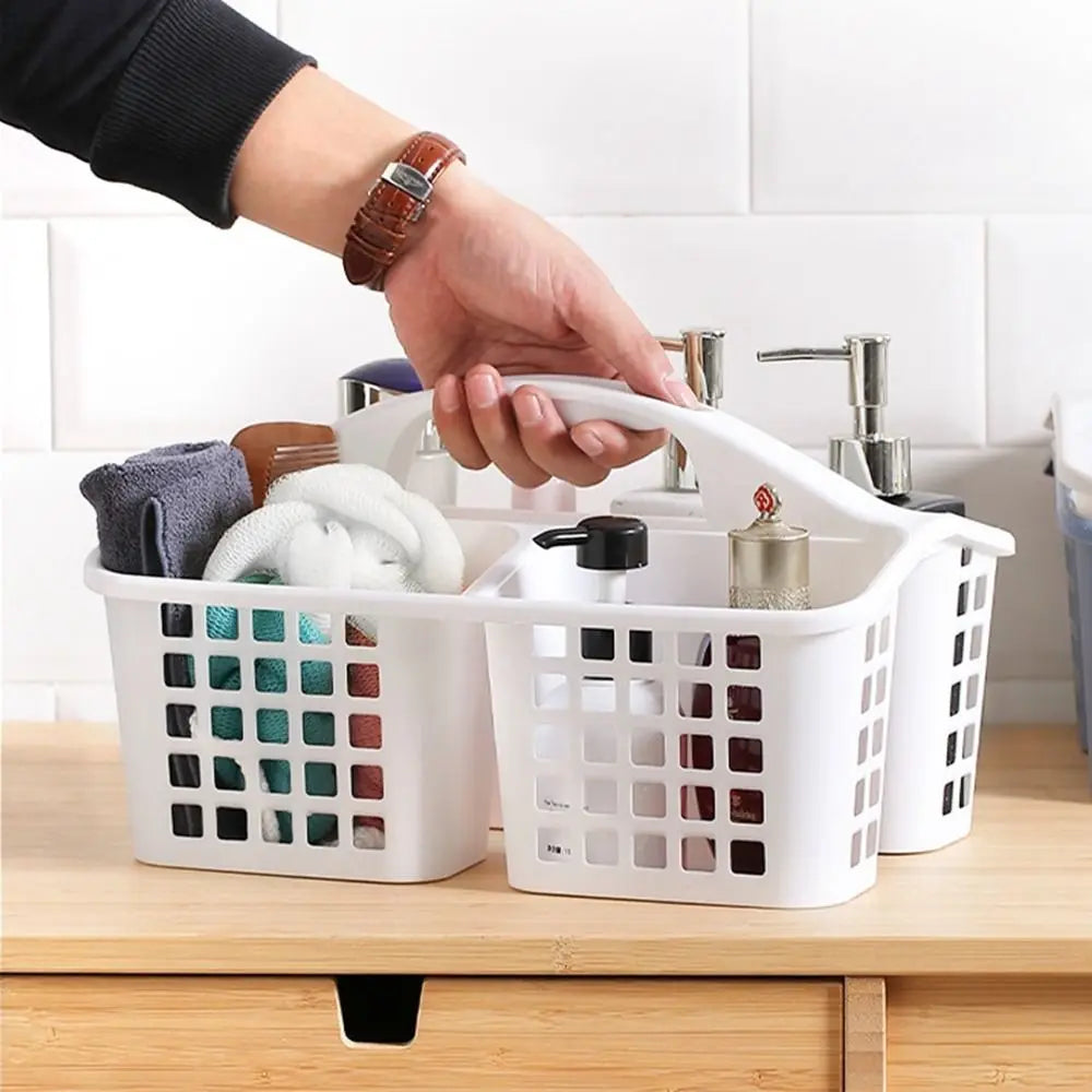 organisateur salle bain panier rangement blanc gris bleu pastel treillis moderne minimaliste