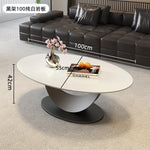 table basse ovale moderne blanche effet marbre gris salon meuble bois luxe