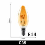 ampoules led spirale dorée retro translucides 2200k e27 4w 220v a60 c35 t45 st64