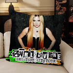 coussin carré avril lavigne noir rose pop guitare décoration voiture canapé chambre sofa