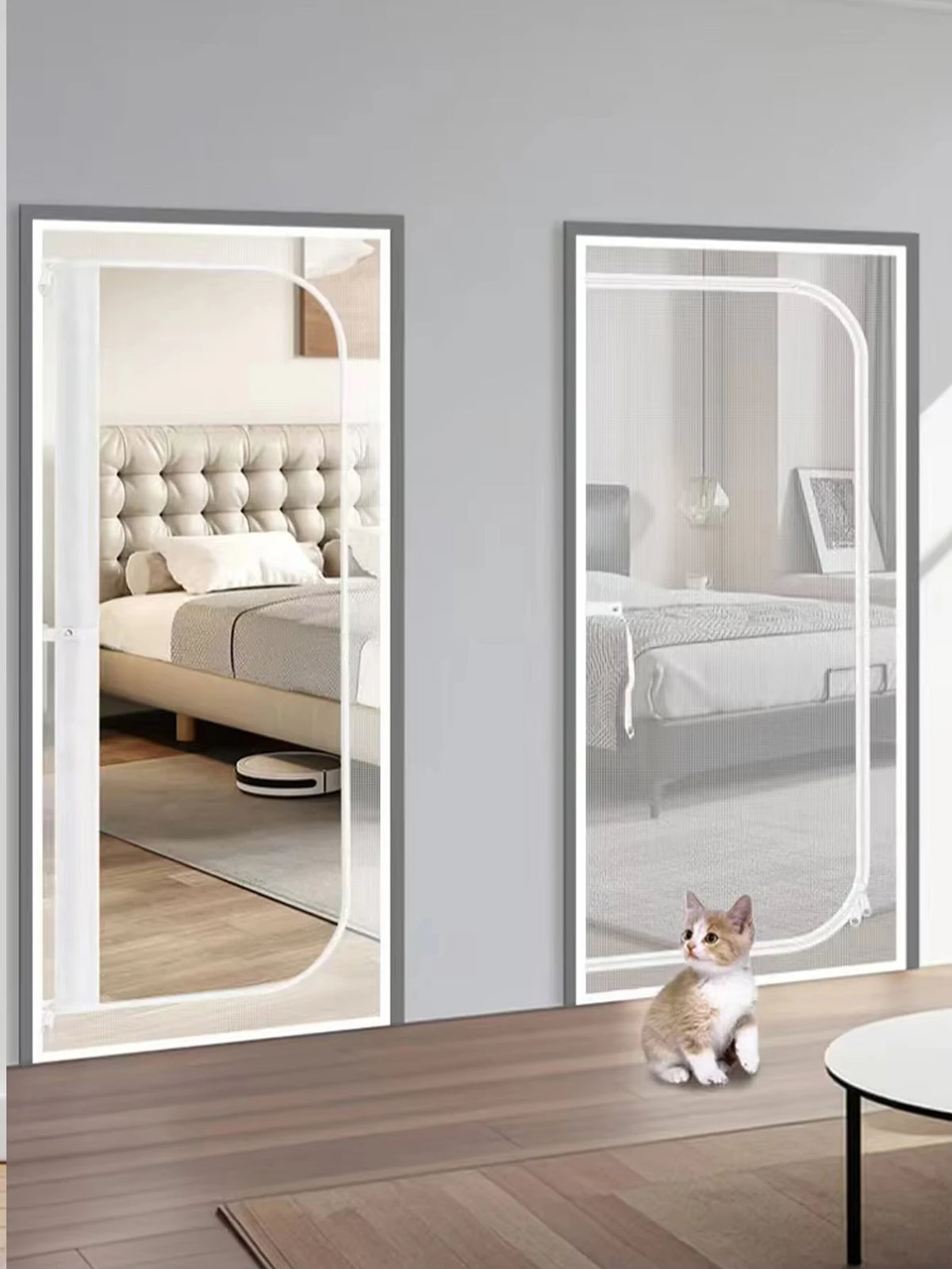 filet sécurité porte blanc maille fine moderne adhésif 100x210cm 80x210cm 90x210cm protection animaux évitement