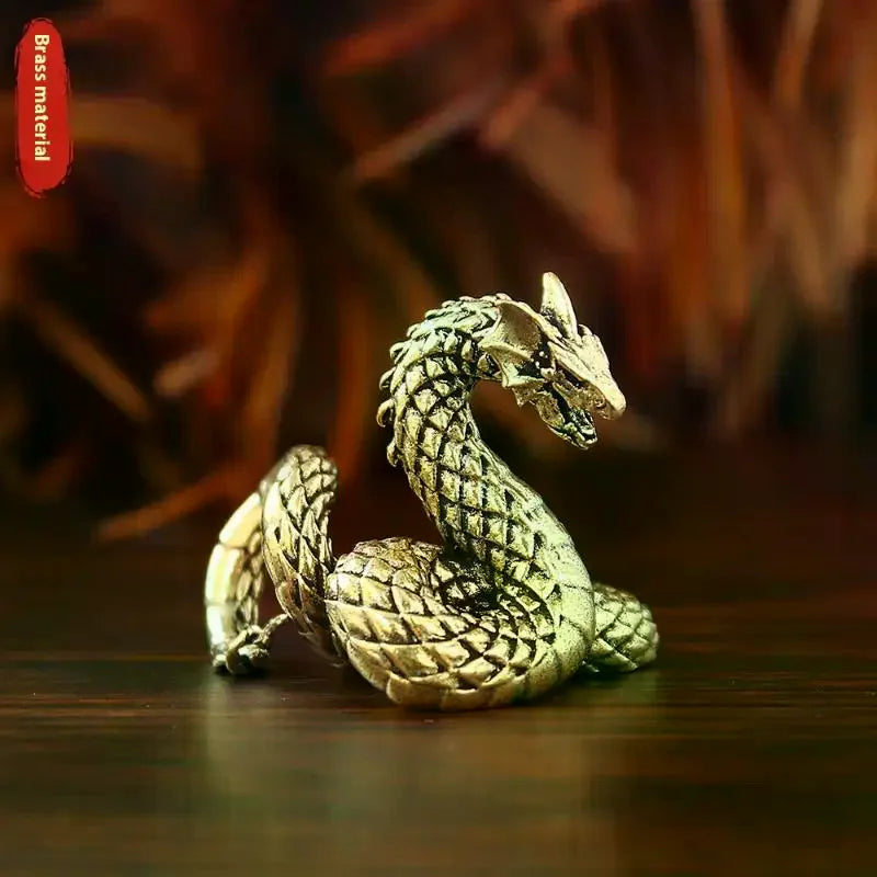 statue serpent dragon or texturé écailles apparentes décoratif asiatique ornement décoration maison cadeaux artisanales