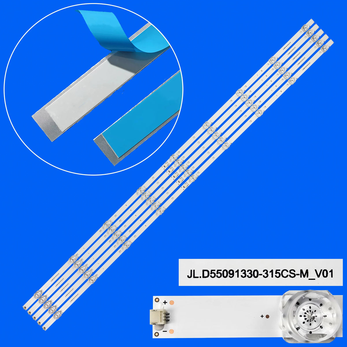 ruban led blanc bleu moderne adhésif connecteur broches dorées lisse opaquet