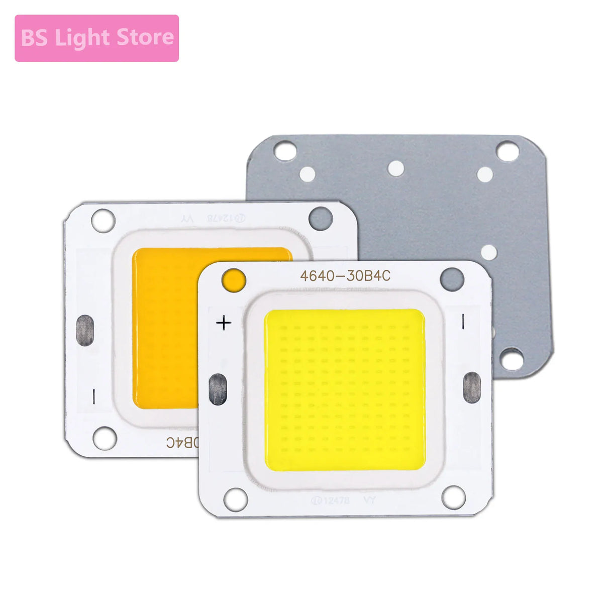 projecteur led haute puissance cob 40w jaune argent industriel fixations aluminium