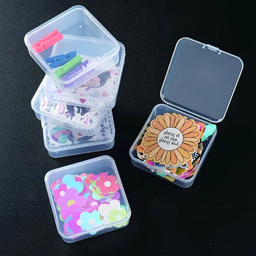 boîtes rangement transparentes motifs animaux fleurs clips cartes imprimées organisation pratique moderneiaux