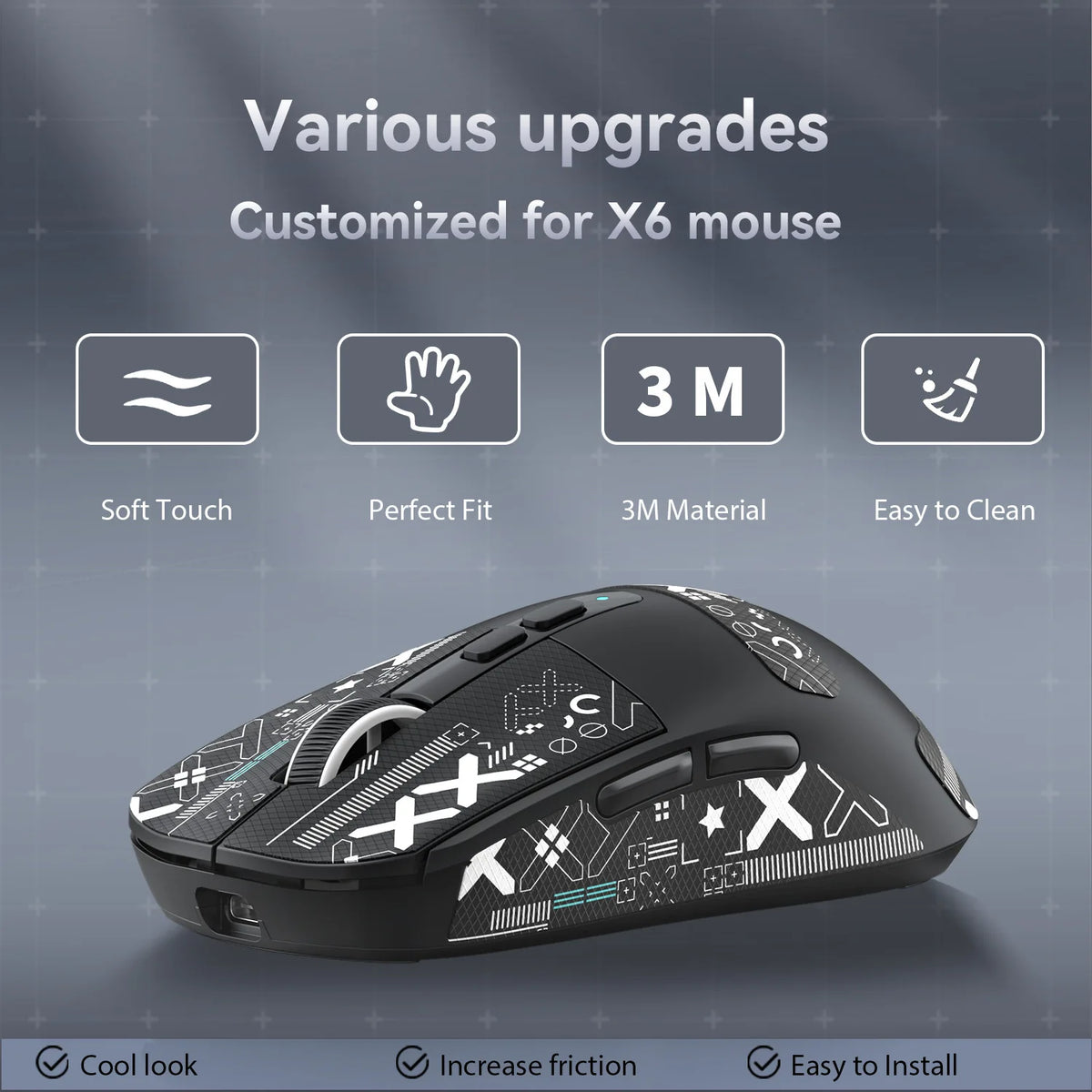souris jeu cuir antidérapant graphique blanc moderne adhésif feuillets antidérapants cable usb bluetooth