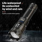 lampe torche noire rechargeable led puissante longue portée indicateur charge usb
