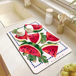 tapis cuisine gris motif pastèque absorbant antidérapant séchage vaisselle moderne plan travail