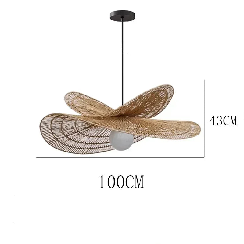 suspension lumineuse tressée wicker naturel moderne rustique salon chambre lumière chaîne métallique ampoule