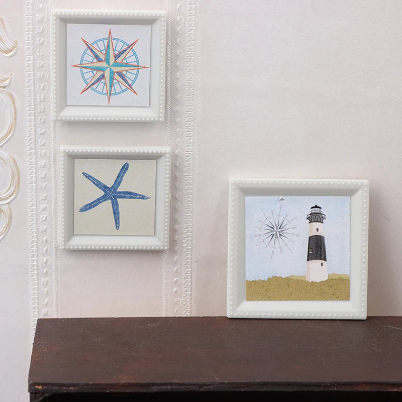 tableaux decoratifs marin rose mer etoile phare rose vents deco plage petits blancs