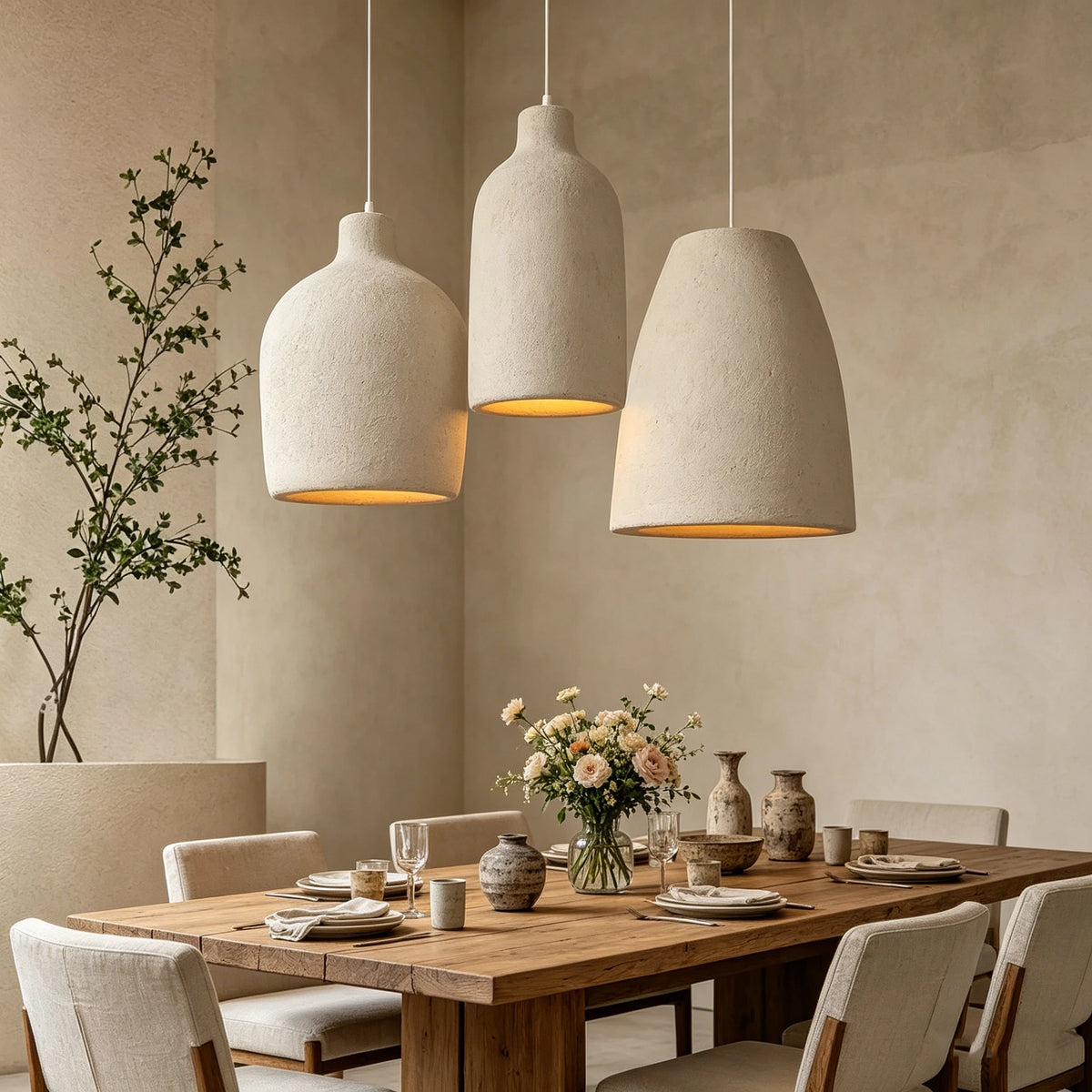 lustre suspension moderne beige texture granulée luminaire salon salle manger chambre loft