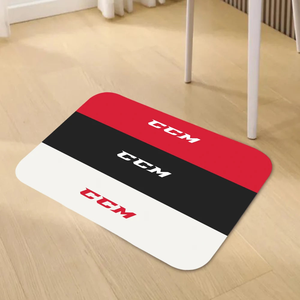 tapis moderne rayures horizontales rouge noir blanc anti dérapant maison salon entrée