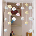 rideau suspendu decoration nuages personnages doux bleu blanc rose enfant féminin aspect laineux opacité
