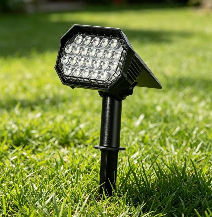 projecteur solaire moderne noir fixé piquet éclairage extérieur jardin led abs matériaux