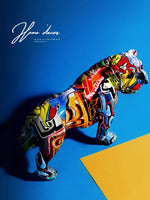 statues chiens graffiti multicolore moderne art urbain abstrait pop art résine chambre salon entrée