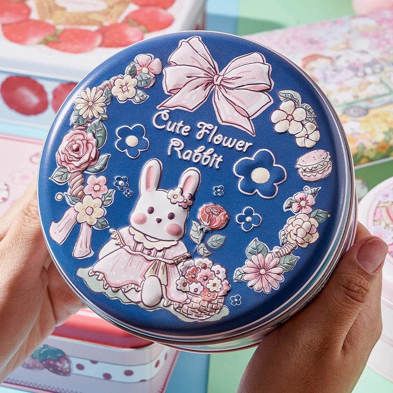 boîte biscuits ours lapin mignon dessins animés rose blanche moderne enfants festive