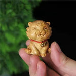 statuettes animales sculptées détaillées zodiaque naturel brun clair artisanal figurines individuelles opaques
