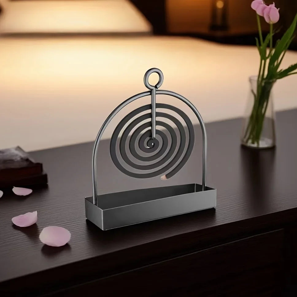 porte spirale anti moustique moderne acier carbone sans électricité noir argenté minimalistesign deco salon