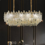 lustre cristal transparent doré feuilles pendeloques classique chambre salon