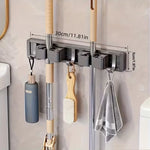 support porte balais accessoires nettoyage moderne adhésif gris blanc toile