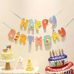 guirlande lettres happy birthday multicolore jaune bleu rose verte orange souriantes simple