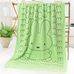 grande serviette bain microfibre enfant motif lapin doux absorbante séchage rapide coton