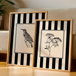 affiche abstraite oiseau plante rayures noires minimaliste classique salon décoration mur toile sans cadre