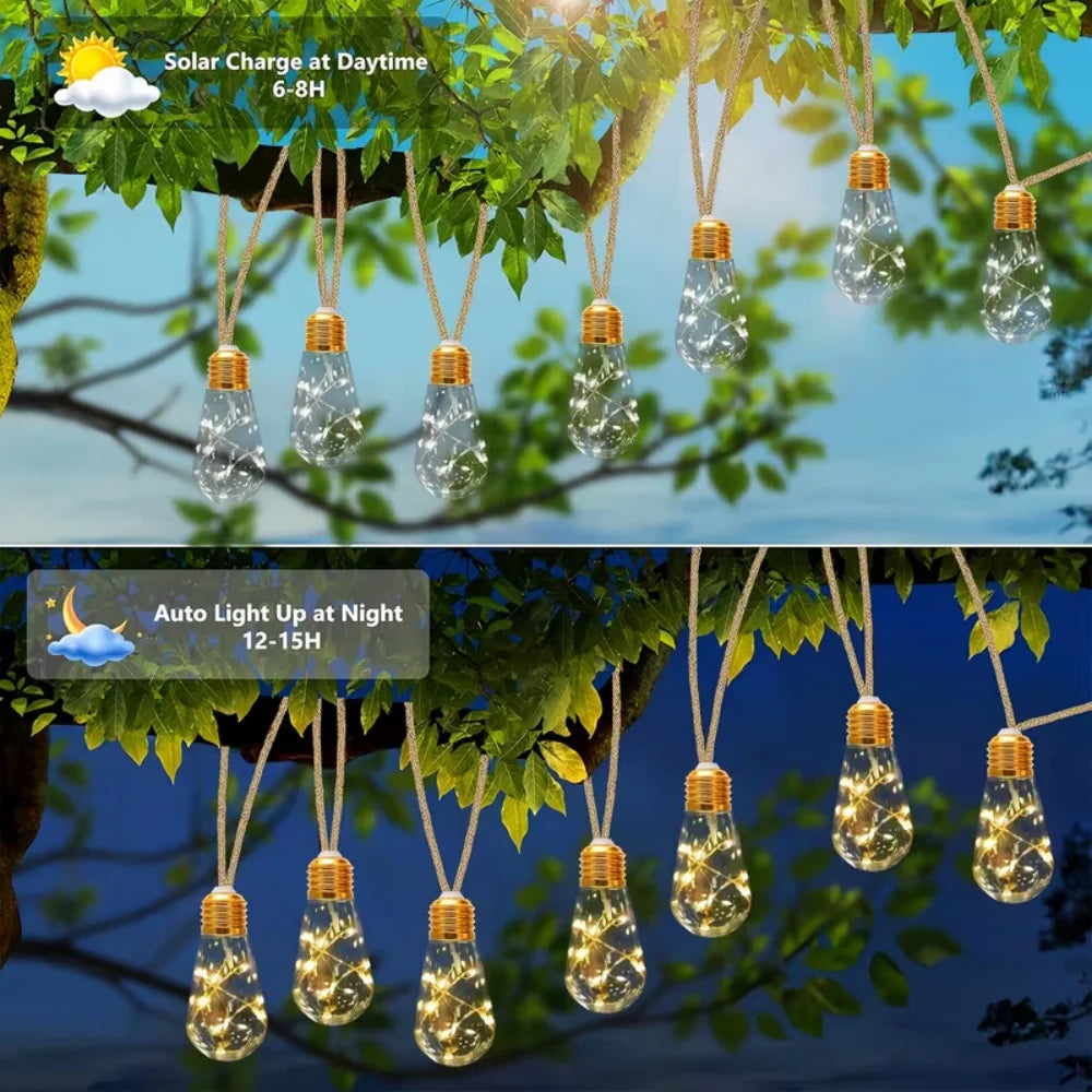 guirlande lumineuse solaire led transparente dorée rustique modes patio jardinextérieur