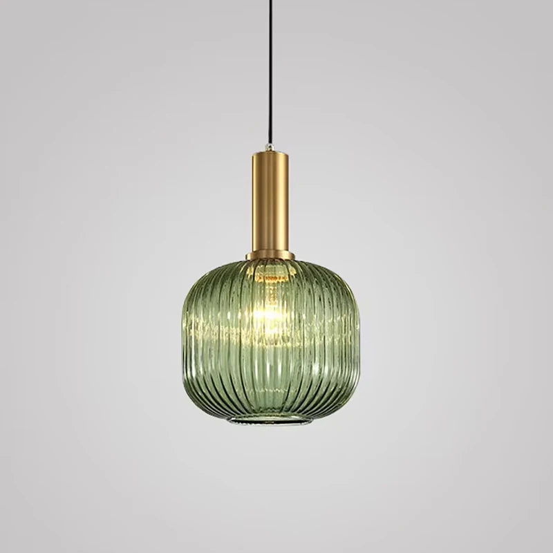 suspension lumineuse moderne vert rayures opacité câble noir gris beige chambre salon