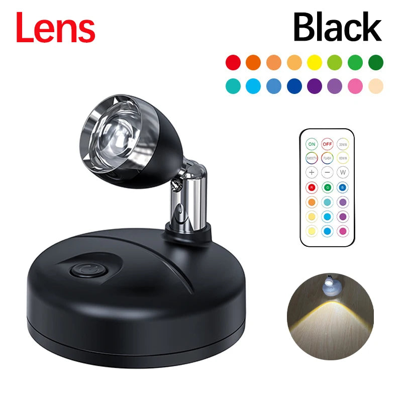 lampe murale rechargeable led rotation 360 moderne noir blanc télécommande