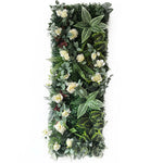 panneau végétal artificiel fleurs roses feuilles vertes décoration murale jardin mariage extérieur intérieur moderne