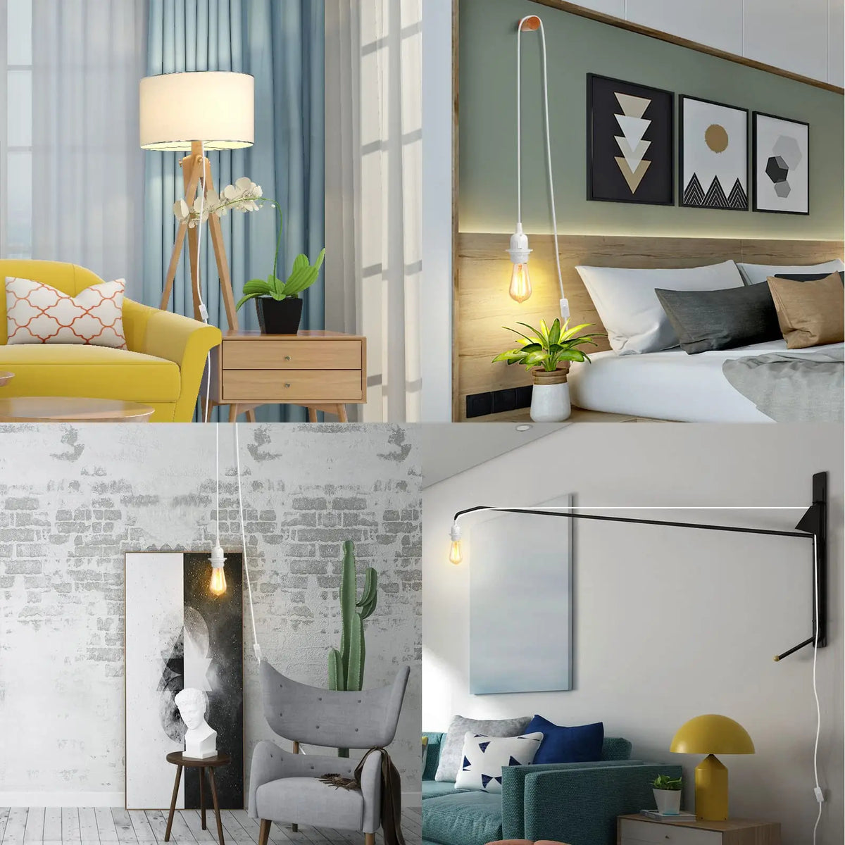 câble d'éclairage interrupteur moderne noir blanc 18m 35m opaques lisses