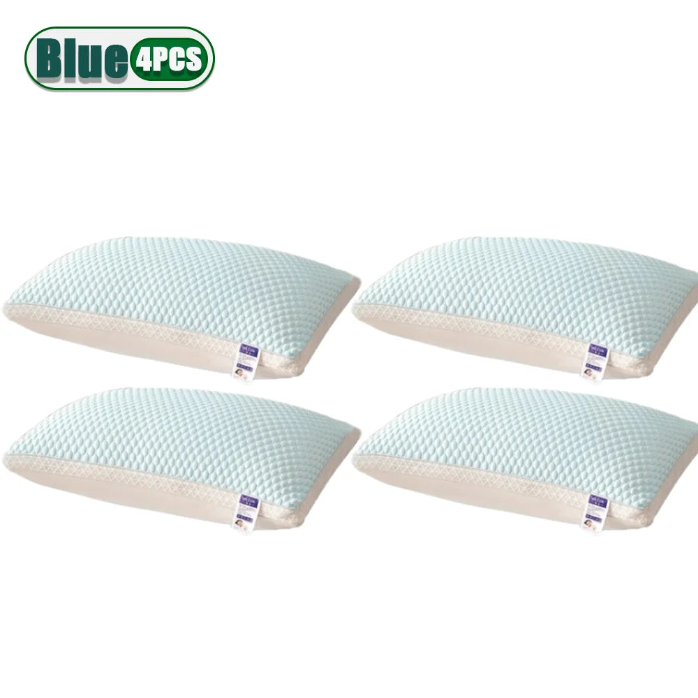 oreiller rafraîchissant fibre polyester géométrique blanc bleu clair moderne confortable coton hexagonal lit voyage