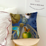 taie d'oreiller pop art salvador dali déformée motif contemporain coussin décoratif noir beige gris