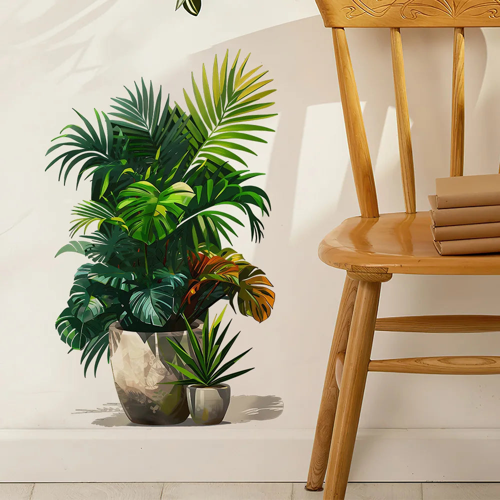 plantes artificielles vertes modernes stickers muraux autoadhésifs décoration intérieure chambre salon naturelles
