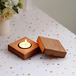 supports bougies chauffe plat bois brun rustique minimaliste décoration maison fête ornement table