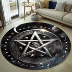 tapis rond moderne nébuleuse spirale galactique noir blanc gris cosmique floral chambre extérieur