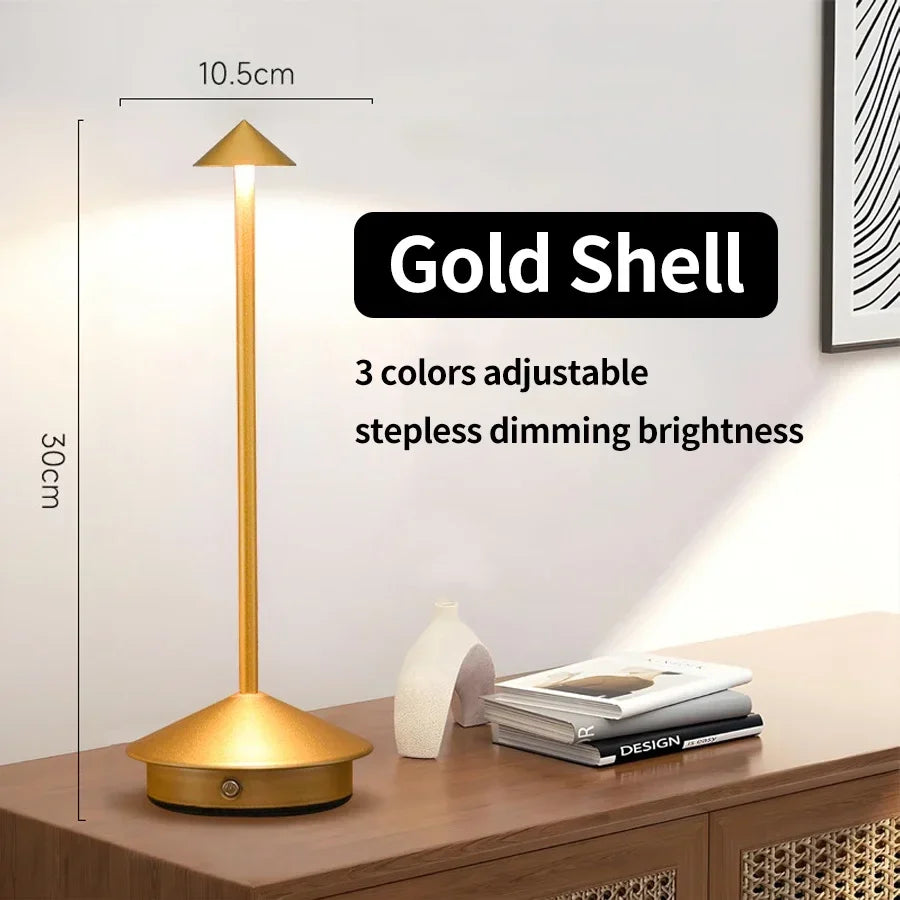 lampe table led contemporaine noire dorée tactile variable ornement décoration salon études