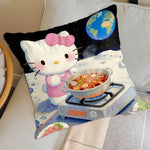 housse coussin décorative motif hello kitty rose blanc coton cartoon salon lit