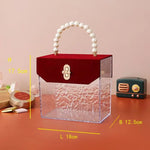 sac main transparent acrylique moderne géométrique blanc orange violet noir rouge vert chic poignée